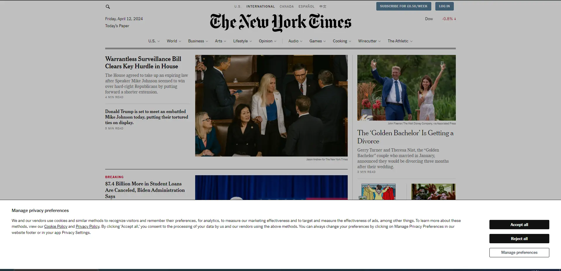 New york times web page